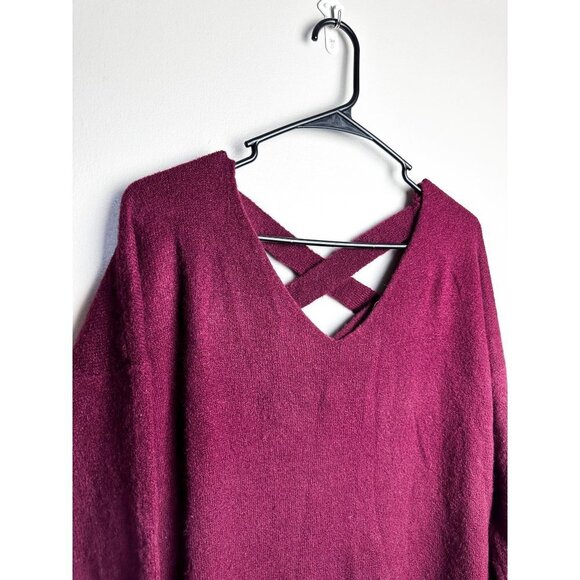 Dreamers Open Back Cut Out V Neck Sweater Dress Red S/M Womens Oversized - Picture 2 of 7